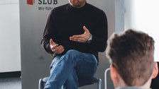 Alexander Lasch bei der Podiumsdikussion