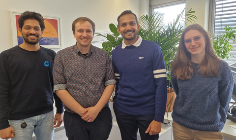 v. l. n. r. Cluster F Doktorand:innen Varun Gurugubelli, Christian Gutsche, Sampath Weerappulli, Marie Walstab