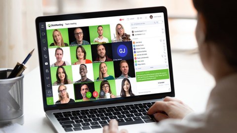 Laptopbildschirm mit virtueller Konferenz
