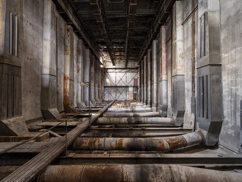 ehem. Linoleumfabrik in Kohlmühle/Hohnstein, Blick in die Trocknungsanlage