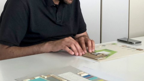 Seeing with his hands: A blind architect explores a tactile floor plan created by students in the course "Inclusion in Architecture"