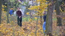 Foto zeigt einen Einsatz zur Wildwuchsbeseitigung im Thammenhainer Schlosspark.