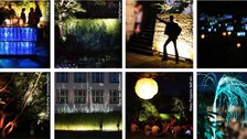 Collage von verschiedenen Projektumsetzungen des Moduls LM244: Bartresen und weitere beleuchtete Installationen.