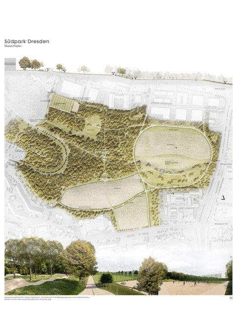 Lageplan der Masterarbeit von Linus Ahner. Südpark Dresden.
