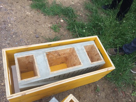 Modell der Fotos der Bauweise des CUBE Carbonbetongebäudes