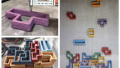 3D-printed concrete components in various geometries
