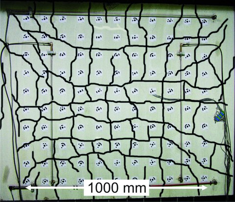 Crack pattern of a large-scale test after biaxial tensile loading
