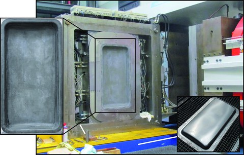 Concrete forming die in a high pressure sheet metal forming press