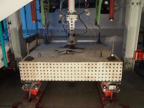 Reinforced concrete slab after impact