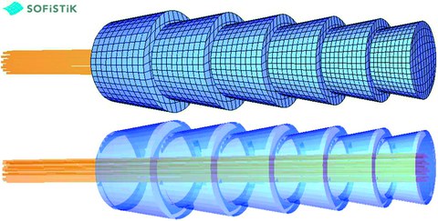 Numerical Model of a conically segmented anchorage for carbon tendons