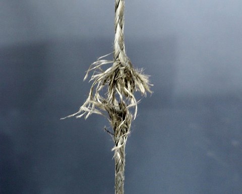 Destroyed braided rod from Johne & Groß GmbH after successful tensile test