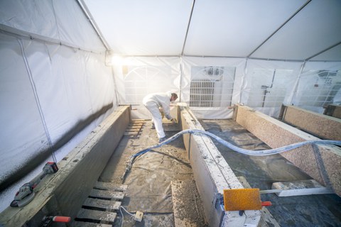 Herstellung biegeverstärkte Stahlbetonplatten mit Carbonbeton