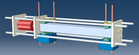 Principle of an axial load application setup for a column to be tested under impact