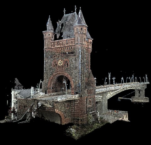 3D point cloud of the Nibelungen bridge in Worms generated by laser scanning