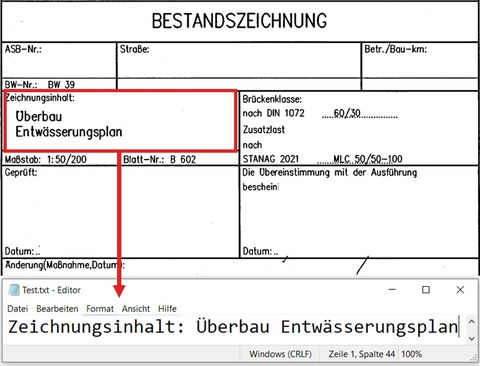 Example of the semi-automatic extraction of drawing names