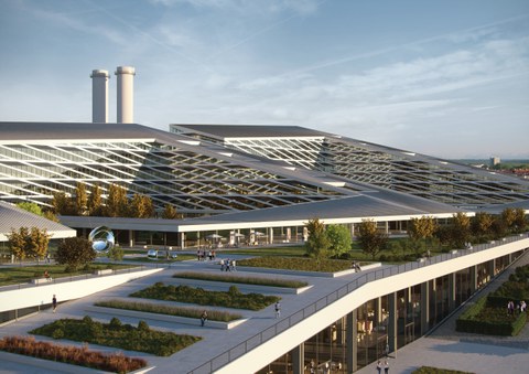 This image shows a 3D visualisation of the LAB Lausitz Art of Building