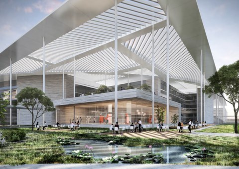 This image shows a 3D visualisation of the LAB Lausitz Art of Building
