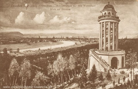 Postkarte vom Wolfshügelturm um 1912