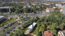 Foto zeigt IMporessionen vom Bau des Carbonbetonhauses CUBE in Dresden