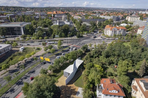 Foto zeigt IMporessionen vom Bau des Carbonbetonhauses CUBE in Dresden