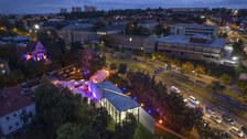 Foto zeigt IMporessionen vom Bau des Carbonbetonhauses CUBE in Dresden