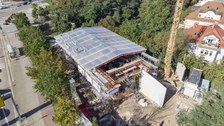 Foto zeigt IMporessionen vom Bau des Carbonbetonhauses CUBE in Dresden