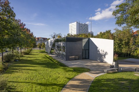 Foto zeigt IMporessionen vom Bau des Carbonbetonhauses CUBE in Dresden