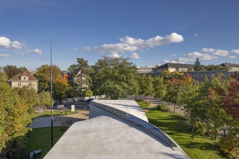 Foto zeigt IMporessionen vom Bau des Carbonbetonhauses CUBE in Dresden