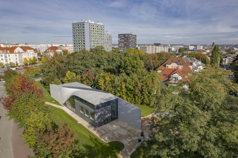 Foto zeigt IMporessionen vom Bau des Carbonbetonhauses CUBE in Dresden