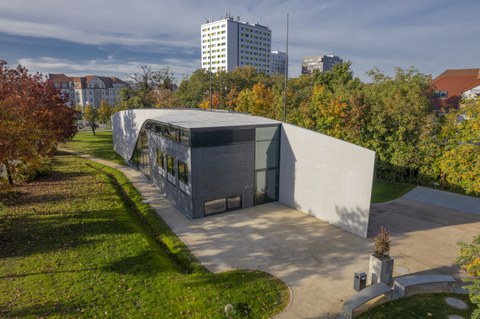 Foto zeigt IMporessionen vom Bau des Carbonbetonhauses CUBE in Dresden