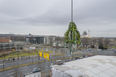 Foto zeigt IMporessionen vom Bau des Carbonbetonhauses CUBE in Dresden