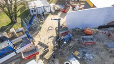 Foto zeigt IMporessionen vom Bau des Carbonbetonhauses CUBE in Dresden
