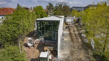 Foto zeigt IMporessionen vom Bau des Carbonbetonhauses CUBE in Dresden