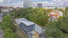 Foto zeigt IMporessionen vom Bau des Carbonbetonhauses CUBE in Dresden