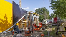 Foto zeigt IMporessionen vom Bau des Carbonbetonhauses CUBE in Dresden