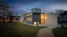 Foto zeigt IMporessionen vom Bau des Carbonbetonhauses CUBE in Dresden