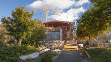 Foto zeigt IMporessionen vom Bau des Carbonbetonhauses CUBE in Dresden
