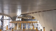 Foto zeigt IMporessionen vom Bau des Carbonbetonhauses CUBE in Dresden