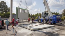 Foto zeigt IMporessionen vom Bau des Carbonbetonhauses CUBE in Dresden