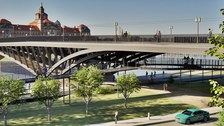 Eine 3D-Visualisierung des Gewinnenentwurfes "Plan C" zur Gestaltung einer „ressourceneffizienten Elbquerung am Beispiel der Carolabrücke