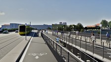 Eine 3D-Visualisierung des Gewinnenentwurfes "Plan C" zur Gestaltung einer „ressourceneffizienten Elbquerung am Beispiel der Carolabrücke