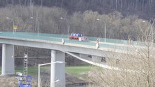 Impressionen Belastungstest Elbbrücke Bad Schandau im April 2025