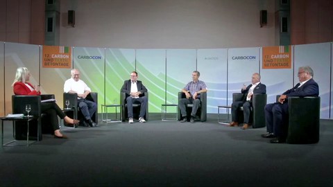 Bild zeigt einen Screenshot der Podiumsdiskussion 2020er Konferenz der Carbon- und Textilbetontage