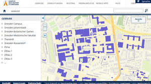 Screenshot der Startseite des Campus Navigators