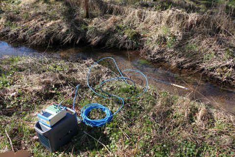 Abflussmessungen am Fluss Lisci potok