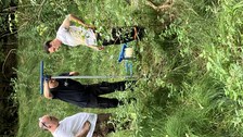The groundwater monitoring wells are drilled using a hand drill