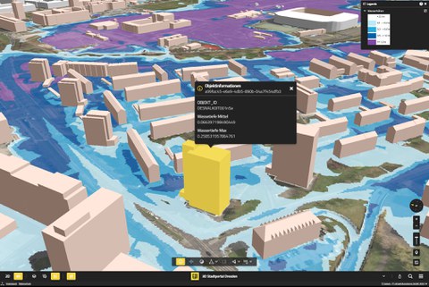 Query of average and maximum water levels on buildings