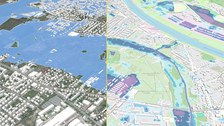 Comparison of areas affected by Elbe flood HQ100 (left) and extreme precipitation (right)