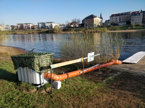 Krabenfalle am Elbufer