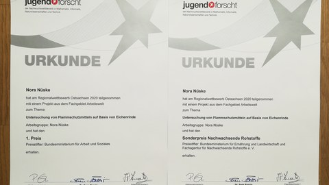 Urkunde von Frau Nüske
